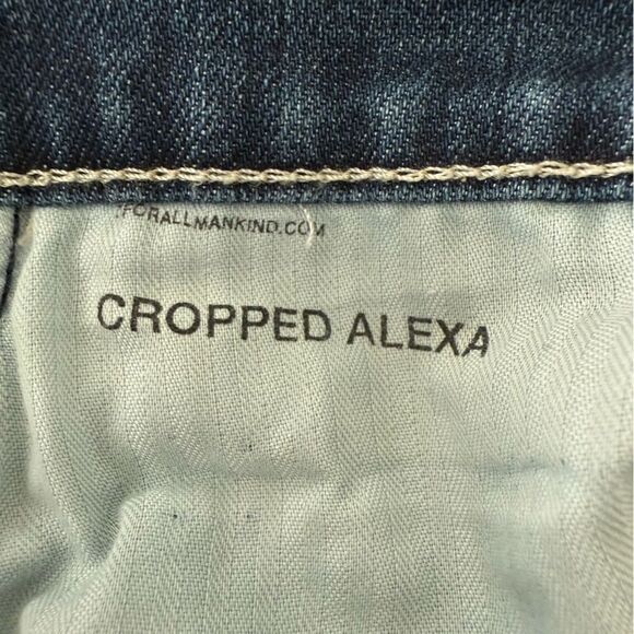 7 For All Mankind Cropped Alexa Blue Flare Jeans with Distressed Hem - Picture 10 of 10